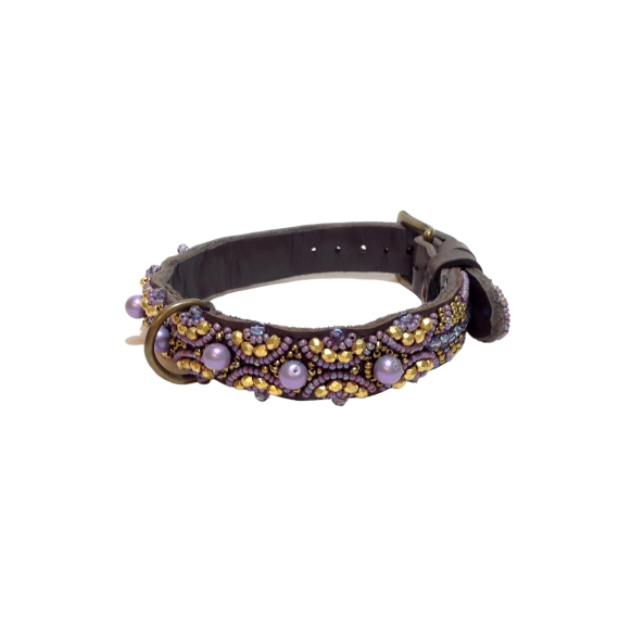 Collier en Cuir & perle Sécurité Chat