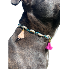 Collier pour chien avec coquillage décoratif et porte-médaille – Élégance naturelle Collier pour chien avec coquillage décoratif et porte-médaille – Élégance naturelle