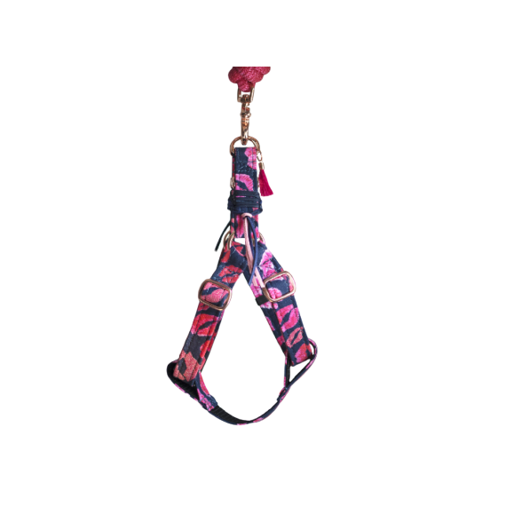Harnais baiser pailleté – lèvres & détails rose - S