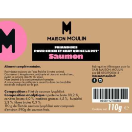 Friandise Naturelle Chien et Chat – Filet de saumon  Lyophilisé 110g