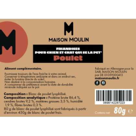 Friandise Naturelle Chien et Chat – Poulet Lyophilisé 80g