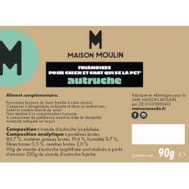 Friandise Naturelle Chien et Chat – Autruche Lyophilisée 90g