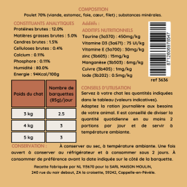 Pâtée pour chat au poulet – Aliment complet et riche en protéines