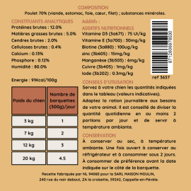Pâtée pour chien au poulet – Aliment complet et riche en protéines
