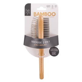 Brosse double en bambou pour chien et chat – Démêlage & lissage naturel Brosse double en bambou pour chien et chat – Démêlage & lissage naturel