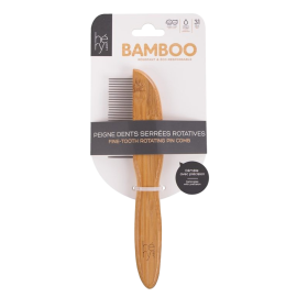 Peigne rotatif en bambou pour chien et chat – Dents serrées, démêlage de précision