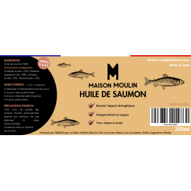 Huile de saumon pure pour chien et chat – 100% naturelle & riche en oméga 3