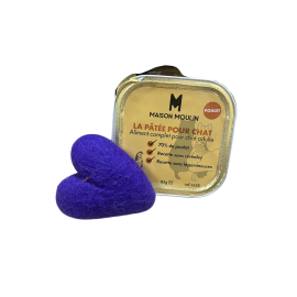Pâtée Maison Moulin au poulet + cœur en laine – Tendresse & gourmandise naturelle