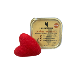 Pâtée Maison Moulin au poulet + cœur en laine – Tendresse & gourmandise naturelle
