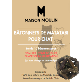 Lot de 10 bâtonnets de Matatabi Silverine pour Chat : 100% Naturel, Jouet Stimulant