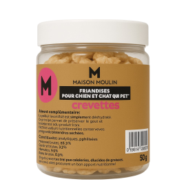 Friandise Naturelle Chien et Chat – Crevette Lyophilisée 50g