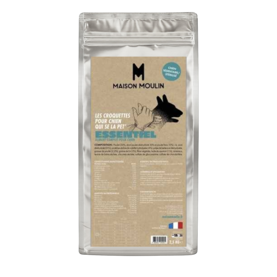 Nouvelle Essentiel Chien Sédentaire / Stérilisé 2.5KG avec poulet frais