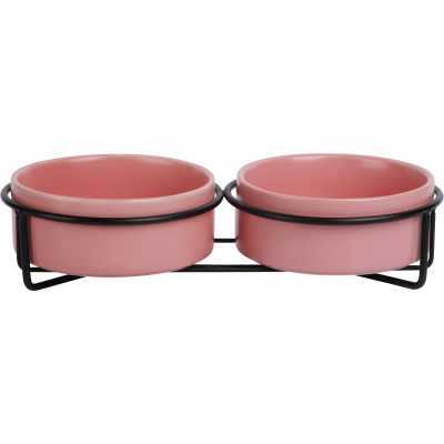 copy of Double gamelle en céramique et son support en bambou