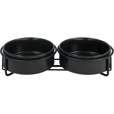 copy of Double gamelle en céramique et son support en bambou