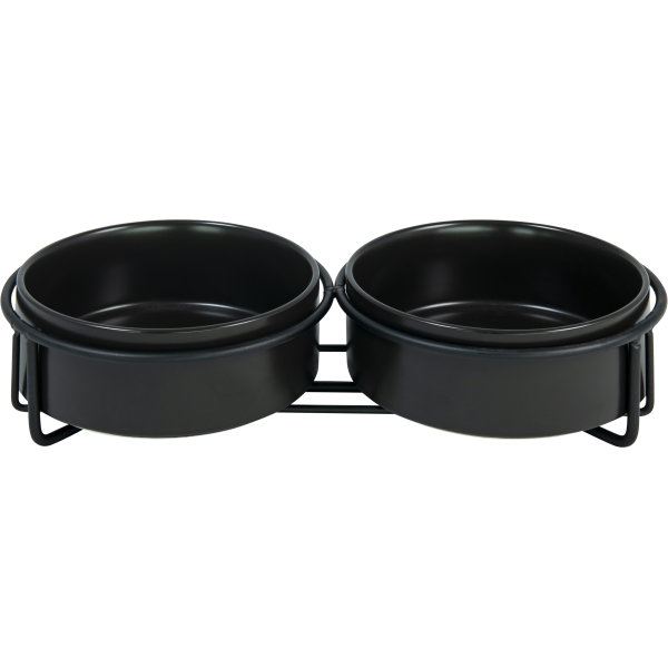 copy of Double gamelle en céramique et son support en bambou