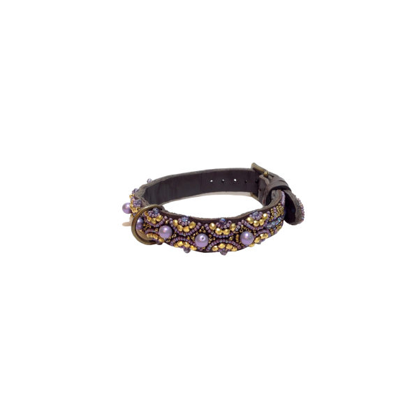 Collier en cuir souple perlé