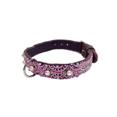 Collier pour chien en cuir véritable avec perles – Fabrication artisanale et confort optimal