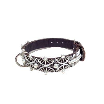 Collier pour chien en cuir véritable avec perles – Fabrication artisanale et confort optimal