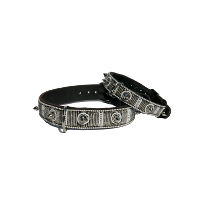 Collier en cuir souple perlé clouté 5 tailles Collier en cuir souple perlé clouté 5 tailles