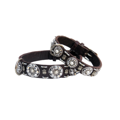 Collier en cuir souple perlé S/M