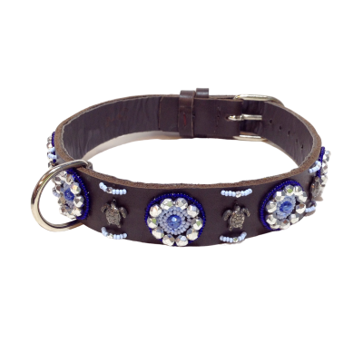 Collier en cuir souple perlé S/M