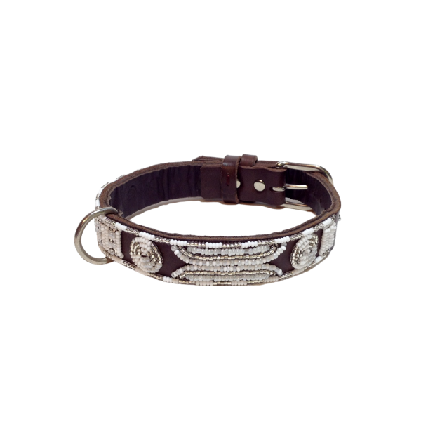 Collier en Cuir & perle Sécurité Chat