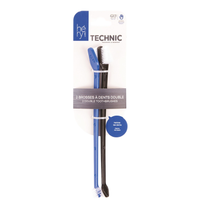 Duo brosse à dents pour chien et chat – Double tête avant + brosse courte molaires