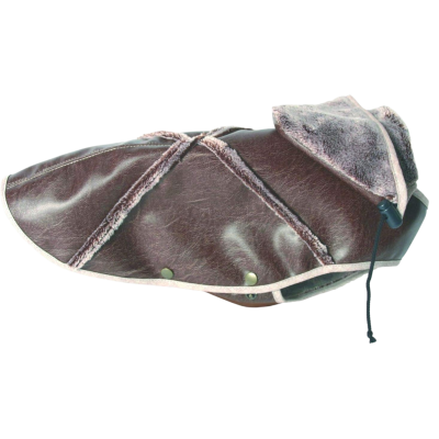 Manteau simili cuir marron pour chien – Collection Stockholm
