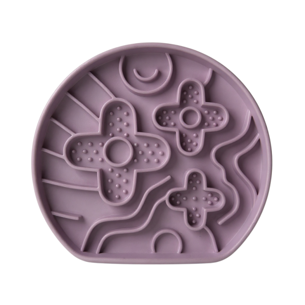 Gamelle Anti-Glouton 2 en 1 - Tapis de léchage fleurs - Chiens & Chats