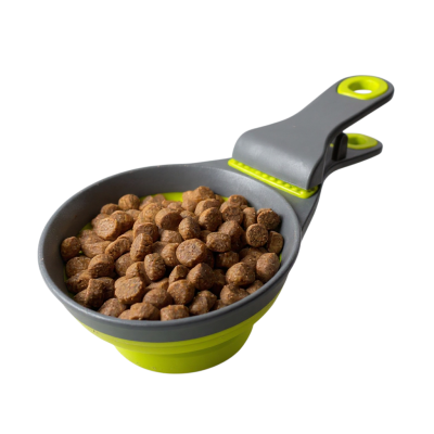 Pince cuillère doseuse rétractable 3-en-1 pour chien et chat