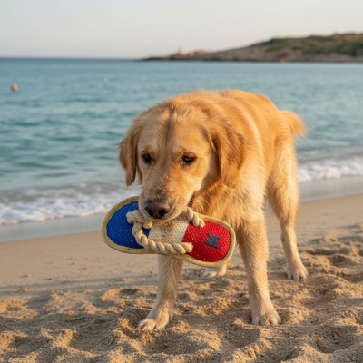 Tong jouet flottant pour chien avec crunchy – Jouet été premium