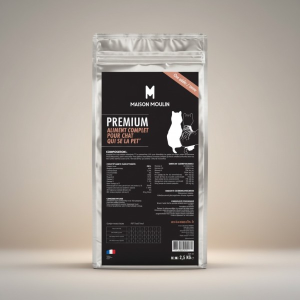 Croquettes PREMIUM CHAT Saumon – Chat Adulte Sédentaire, Stérilisé ou Âgé